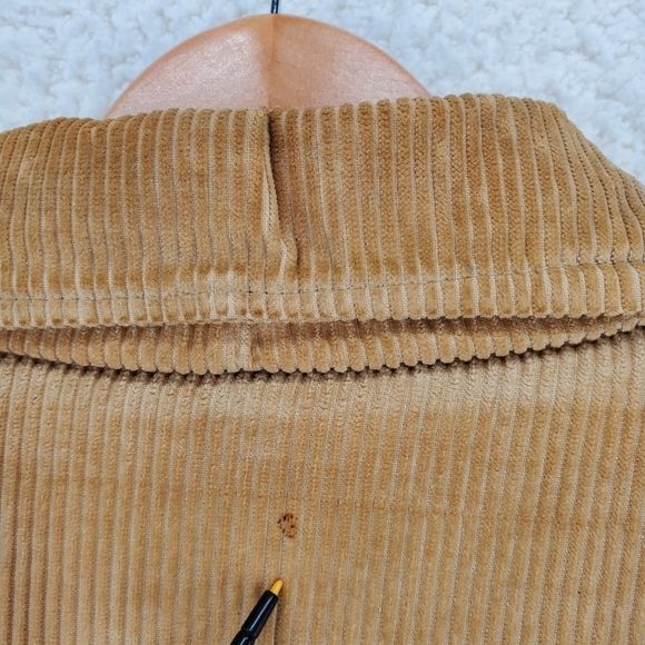 Vtg Jacket Coat Mens 44 Tan Corduroy Faux Fur Lined Zip Up Quilted Sleeves - Picture 9 of 16